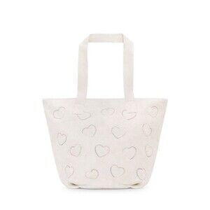 STONEY CLOVER LANE TERRY EMBROIDERED HEARTS ZIP TOP TOTE NWT